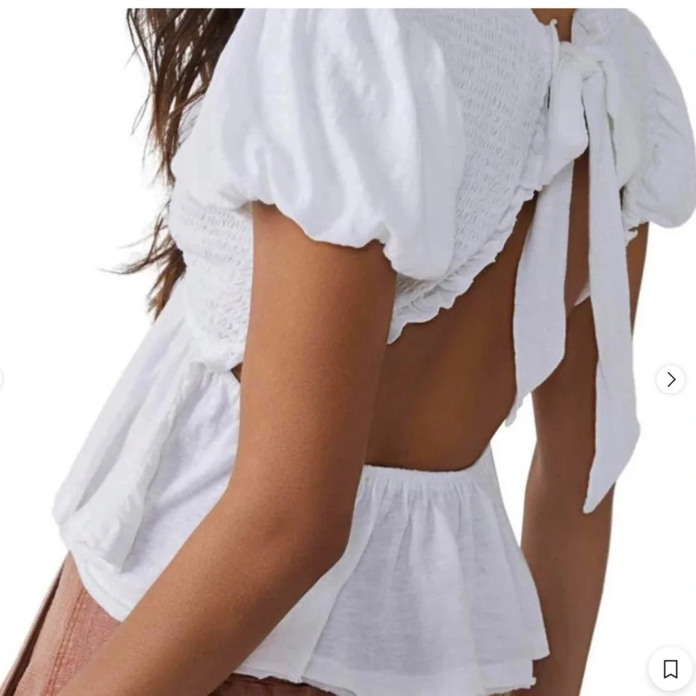 Free People small white Charlotte tie back top - Picture 2 of 5